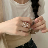 Etched Heart · Vintage Hollow Silver Ring